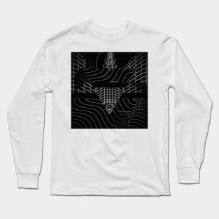 Black And White Geometric Eyes Pattern Long Sleeve T-Shirt